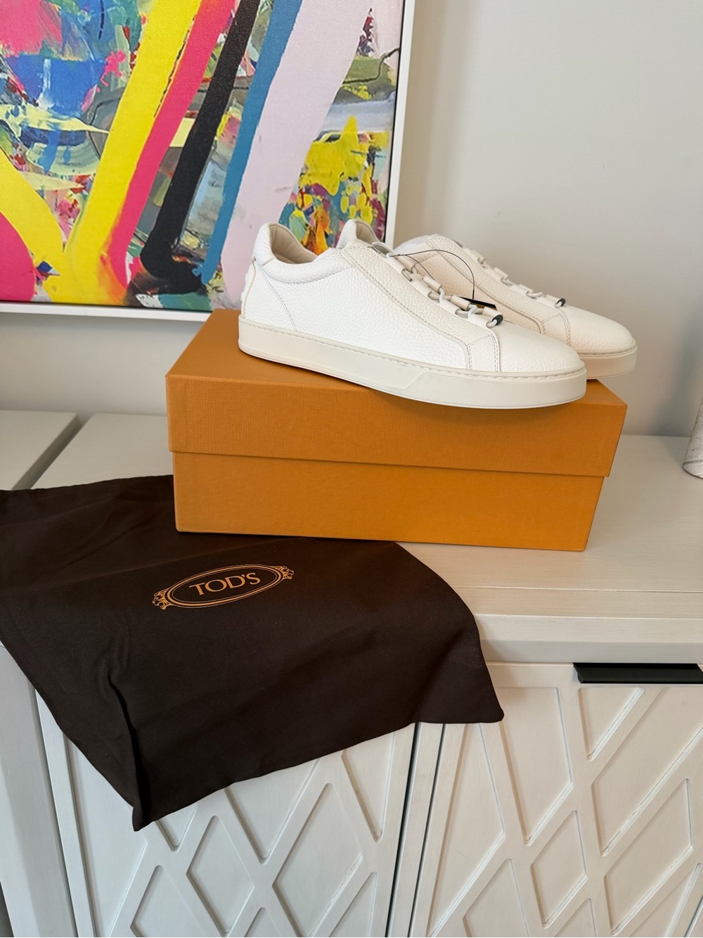 Tod's Sportivo Elastico Casseta Sneakers, Bianco, Size 7.5
